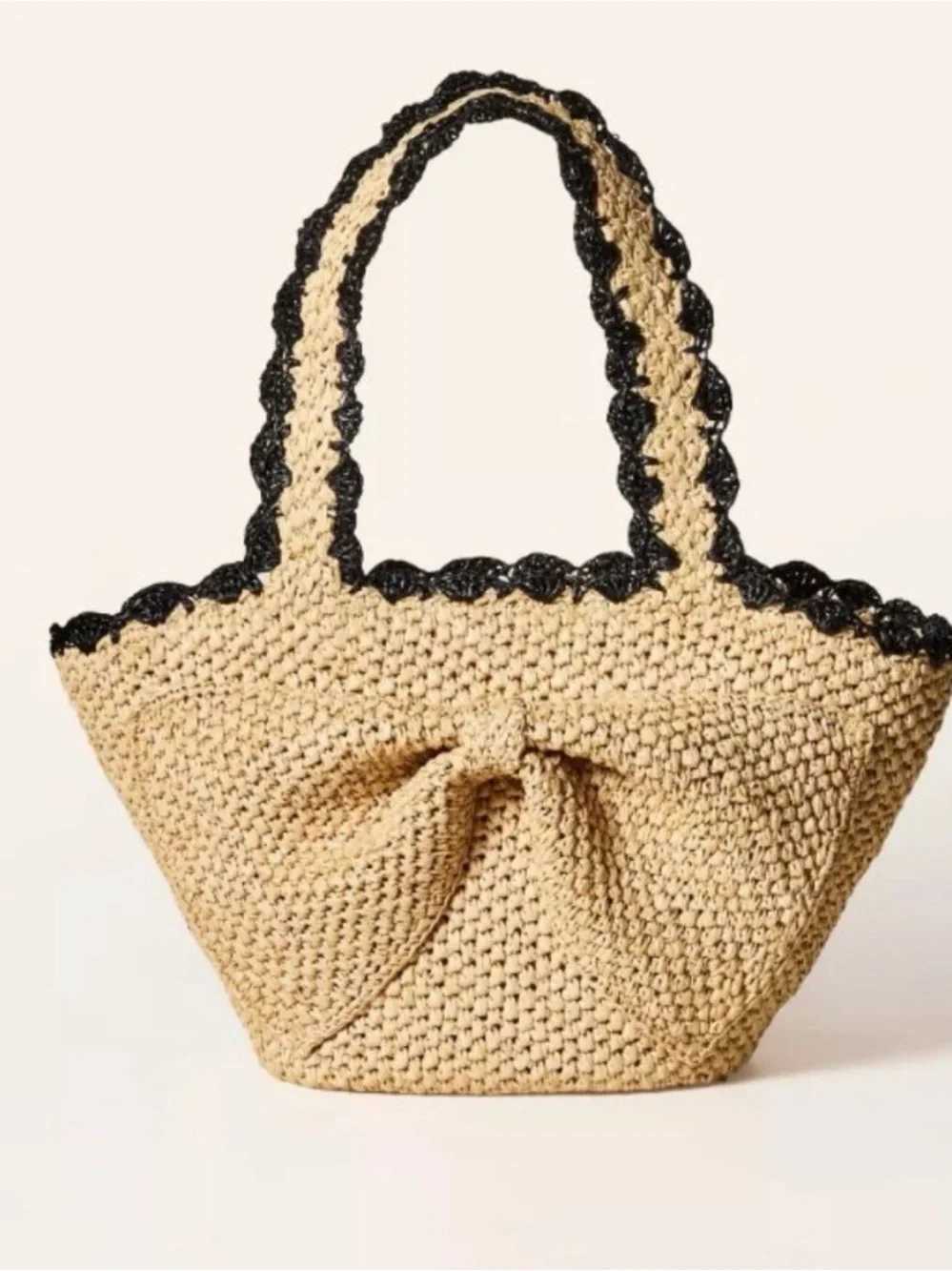 Target x Kate Spade tan and black woven raffia tote bag